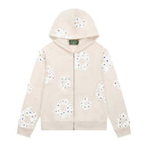Denim Tears Rhinestone Wreath Zip Hoodie 'Oatmeal'