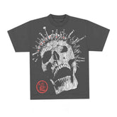 Hellstar Crown Skull Rhinestone Tee Grey