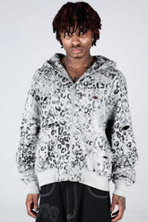 Grey Leopard Zip Hoodie
