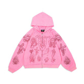 Righteous Tatted Believer Zip Up Hoodie Pink