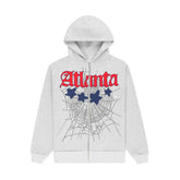 Sp5der Atlanta Heather Grey Zip Up Hoodie