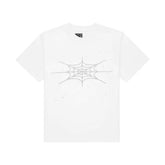 Sp5der Rhinestone Silk Web Tee White