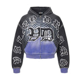Vale Forever Hypnotic Zip Up Hoodie Black Blue