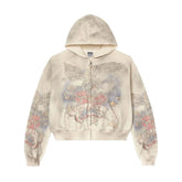 Vale Forever Nostalgia Distressed Zip Up Hoodie