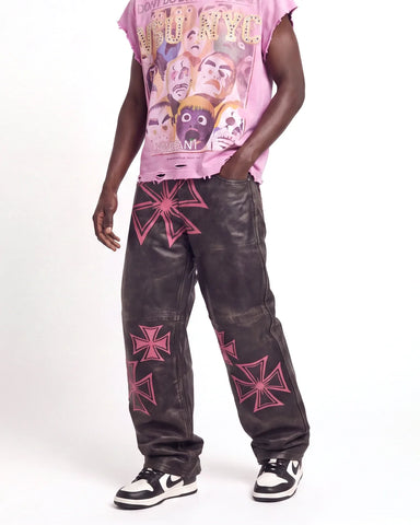 Vale Forever Croxxx Leather Pants Bubblegum Black/Pink