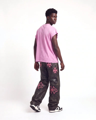 Vale Forever Croxxx Leather Pants Bubblegum Black/Pink