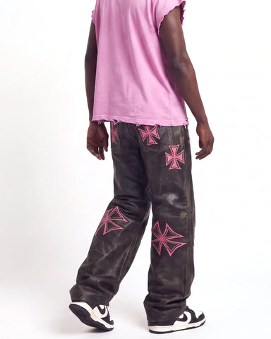 Vale Forever Croxxx Leather Pants Bubblegum Black/Pink