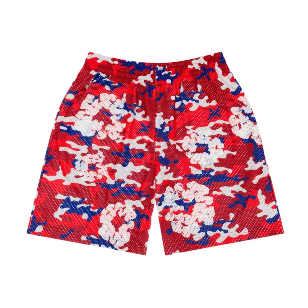 Denim Tears Camo Cotton Wreath Mesh Shorts Red