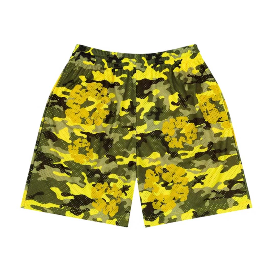 Denim Tears Camo Cotton Wreath Mesh Shorts Yellow