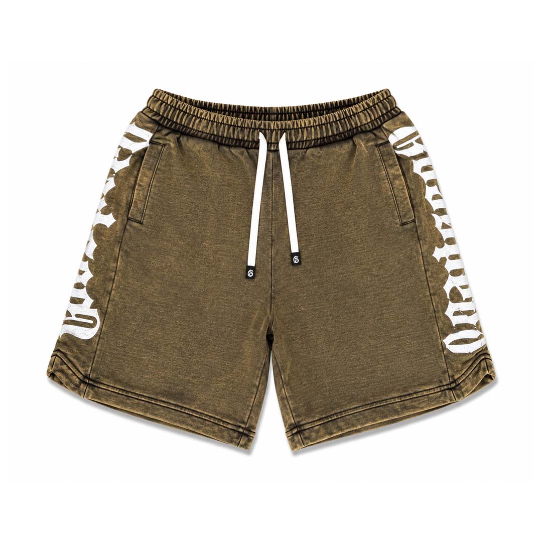 Godspeed Courtside Shorts Brown Wash White