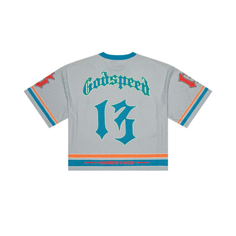 Godspeed First Down Jersey Grey Blue Orange