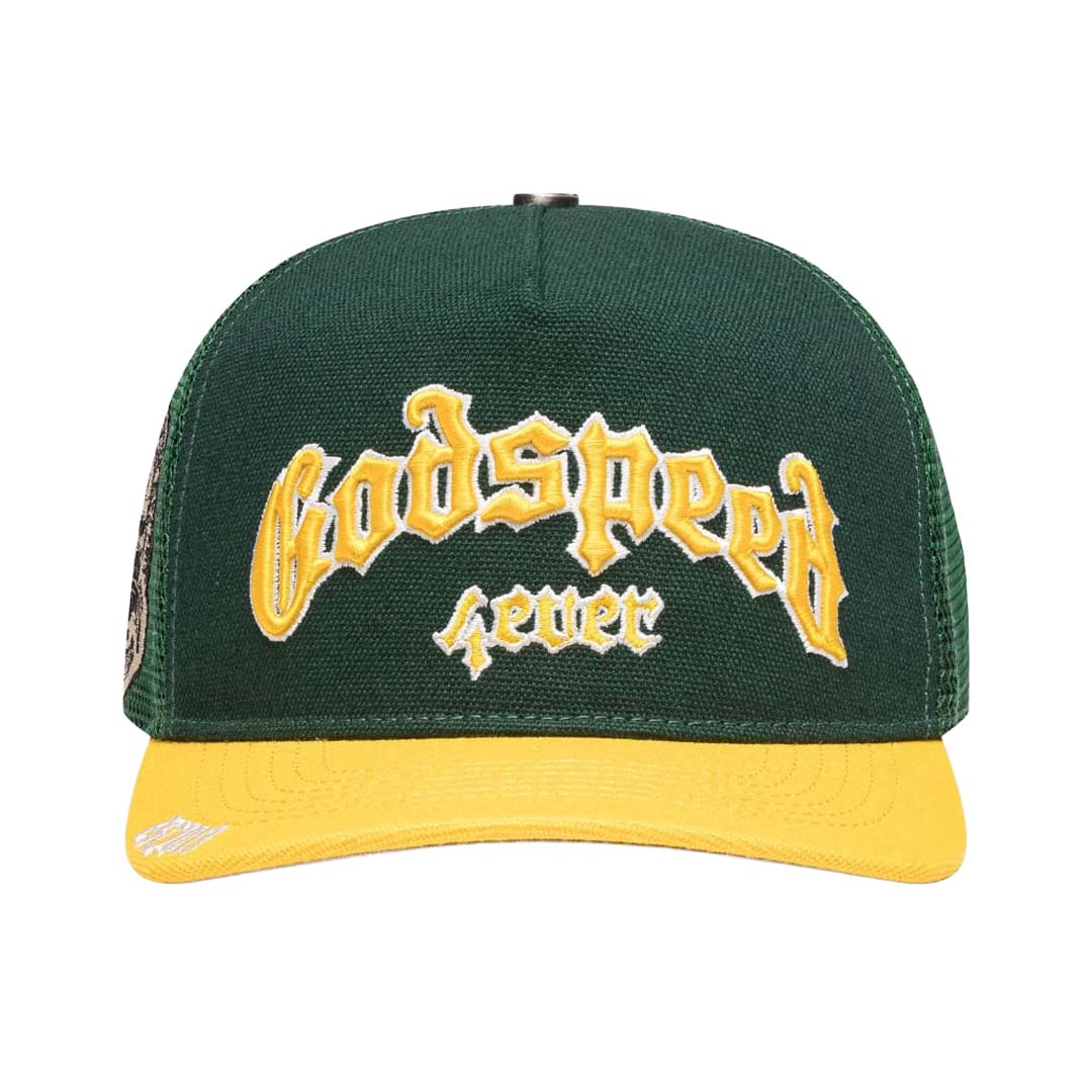 Godspeed Forever Trucker Hat Green Yellow
