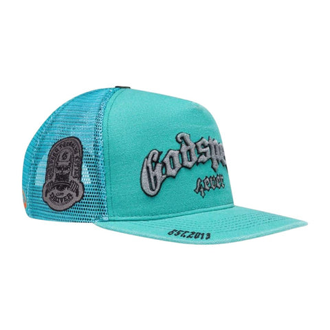 Godspeed Forever Trucker Hat Teal Washed