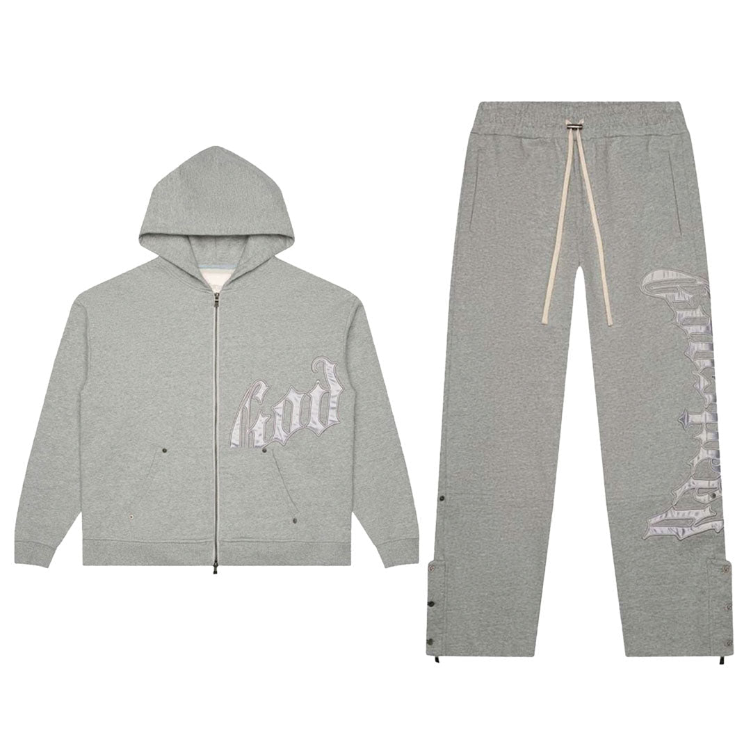 Godspeed Grey Silver Satin Sweatsuit Hoodie & Sweatpants Set
