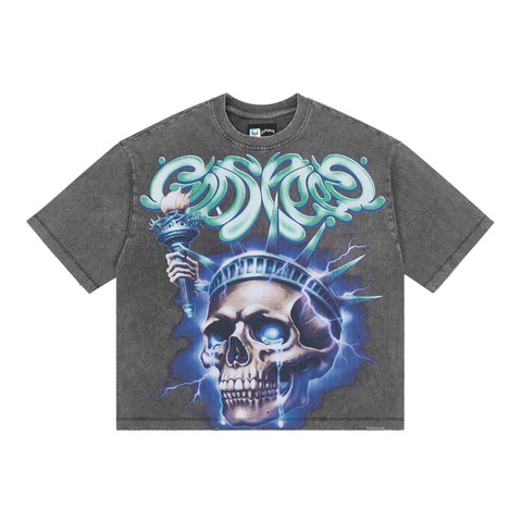 Godspeed Liberty Tears Grey Wash Tee
