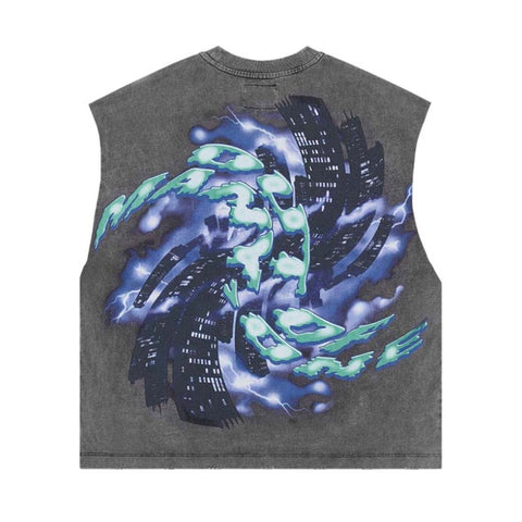 Godspeed Liberty Tears Sleeveless Tee Grey Wash