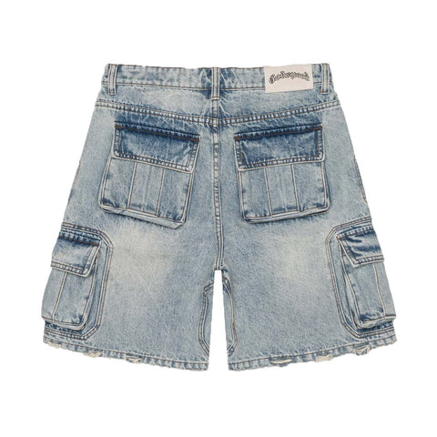 Godspeed Octagon Cargo Denim Shorts Blue
