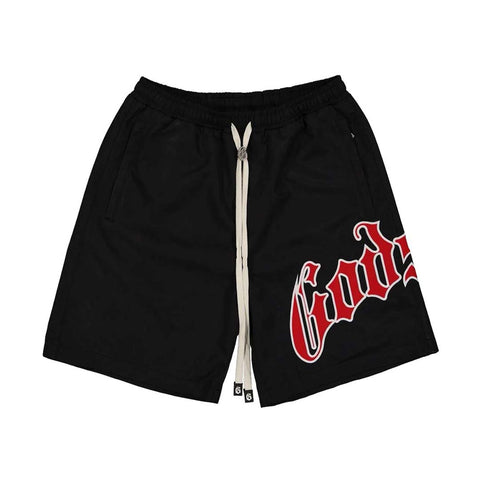 Godspeed OG Logo Nylon Shorts Black Red