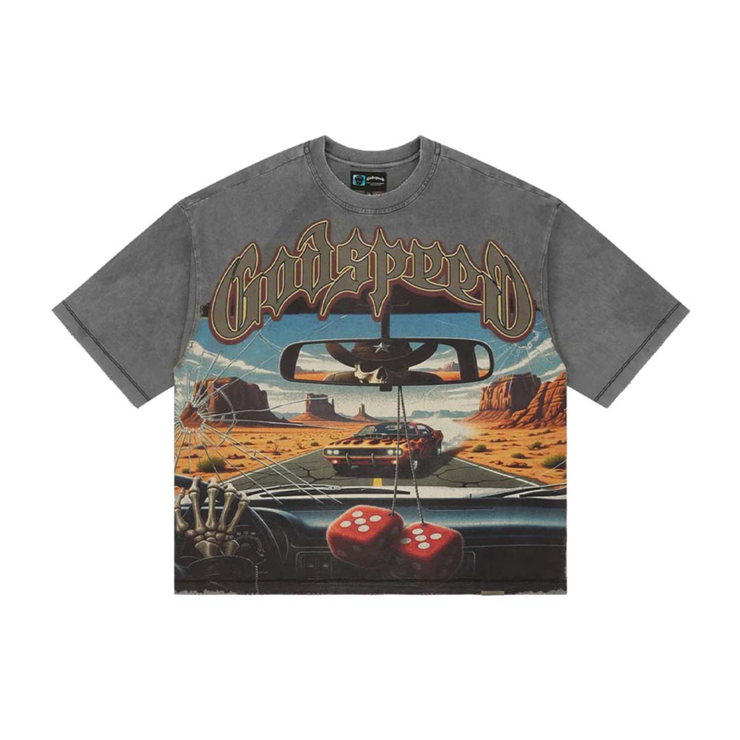 Godspeed On The Run Grey Wash Tee