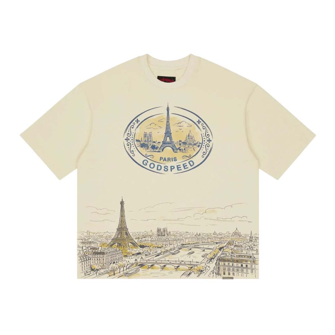 Godspeed Paris Skyline Tee Cream