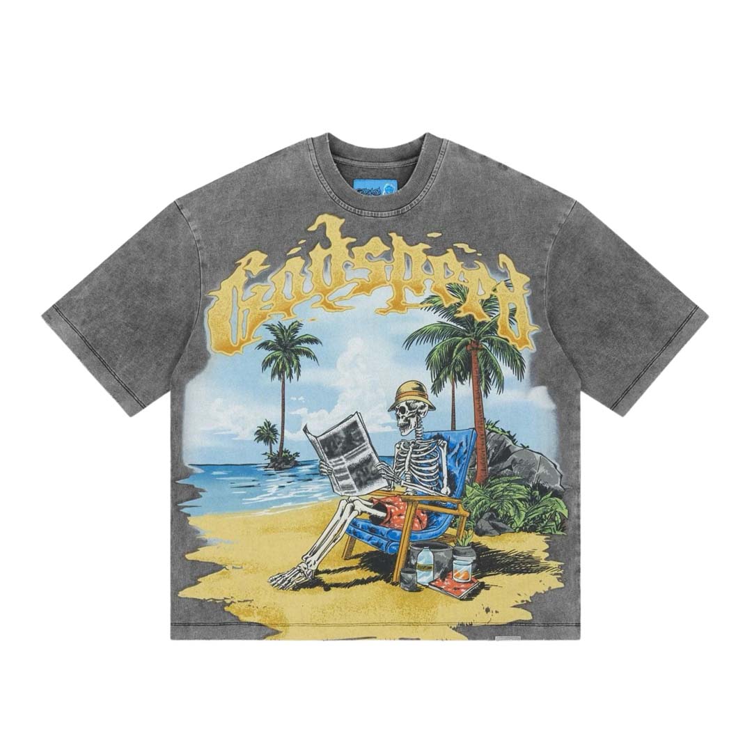 Godspeed Skeleton Beach II Grey Wash Tee