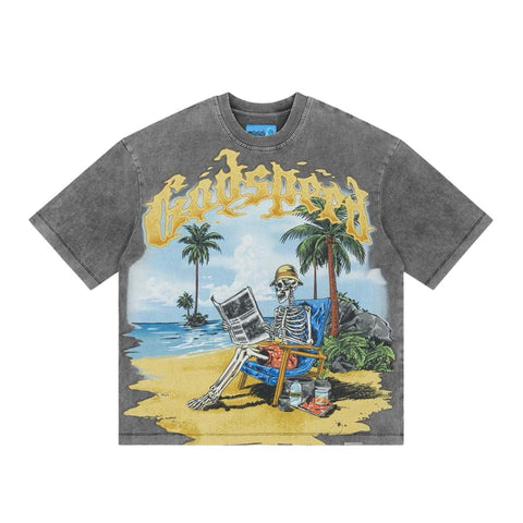 Godspeed Skeleton Beach II Grey Wash Tee