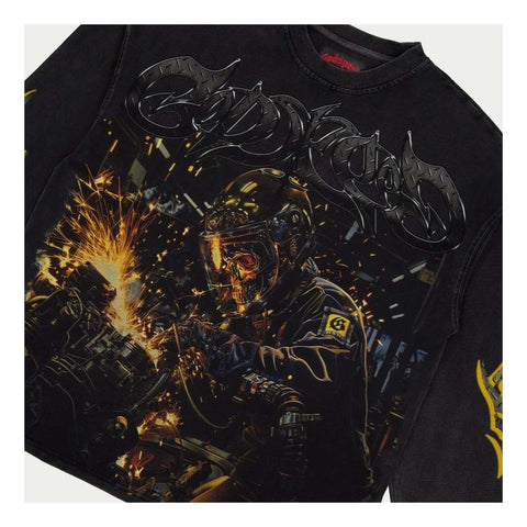 Godspeed Steel Sharpens Steel Grey Wash Long Sleeve Tee