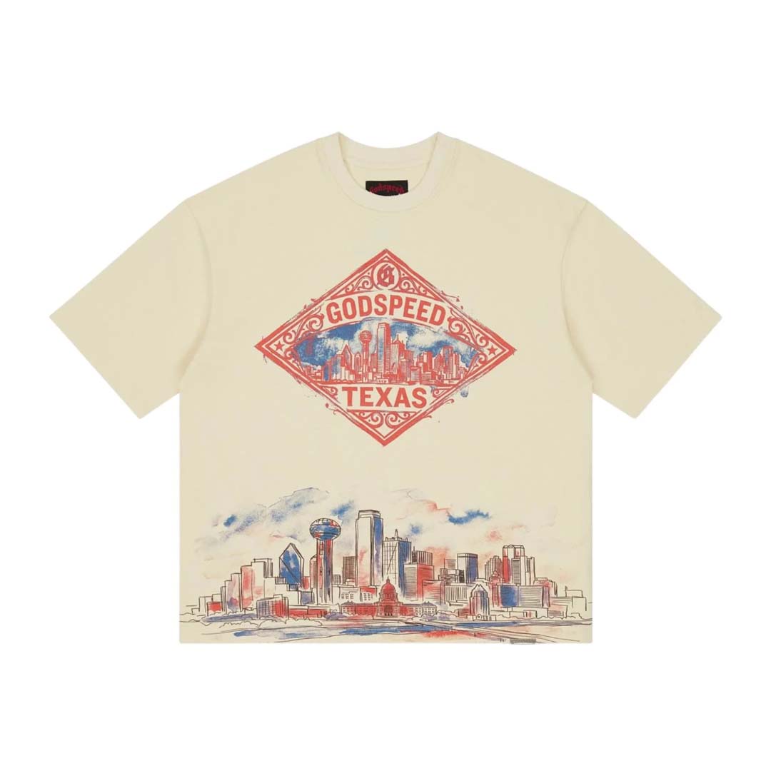Godspeed Texas Skyline Tee Cream