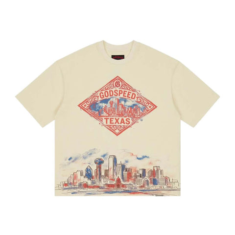 Godspeed Texas Skyline Tee Cream