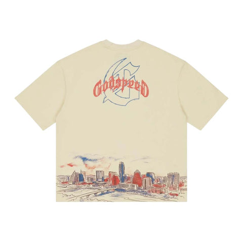 Godspeed Texas Skyline Tee Cream