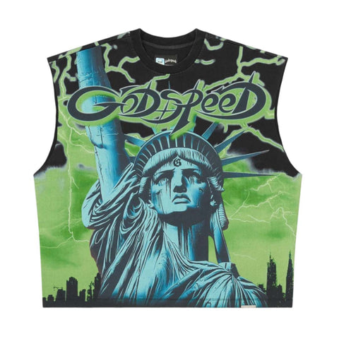 Godspeed Voltage Sleeveless Black Green Tee
