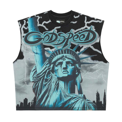 Godspeed Voltage Sleeveless Black Grey Tee