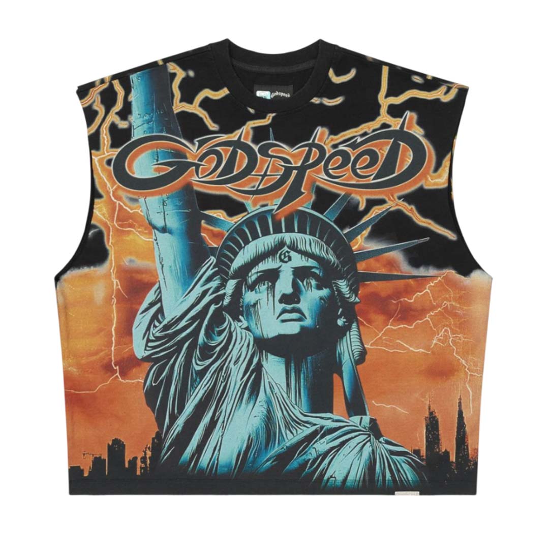 Godspeed Voltage Sleeveless Black Orange Tee