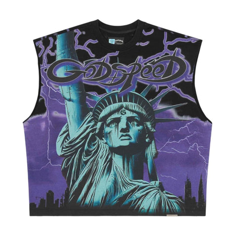 Godspeed Voltage Sleeveless Black Purple Tee