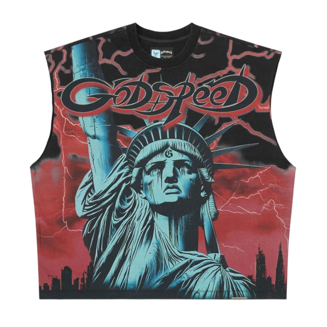 Godspeed Voltage Sleeveless Black Red Tee