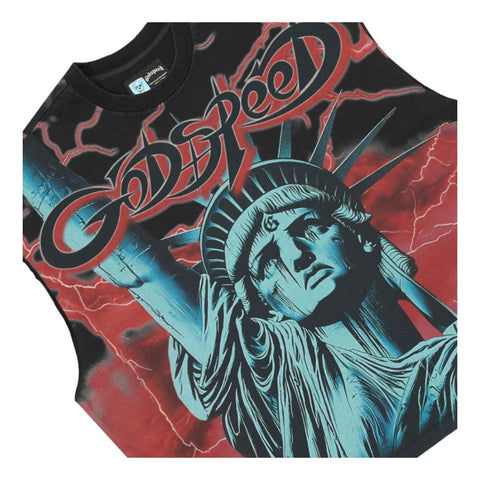 Godspeed Voltage Sleeveless Black Red Tee
