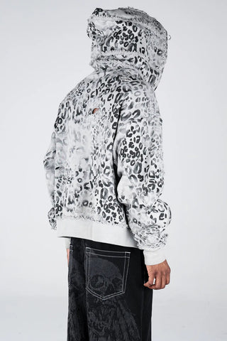 Grey Leopard Zip Hoodie