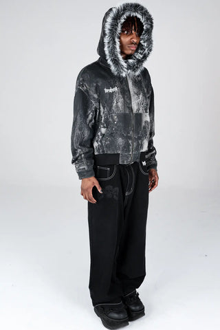 Noir Studded Zip Hoodie