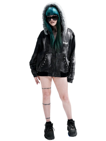 Noir Studded Zip Hoodie