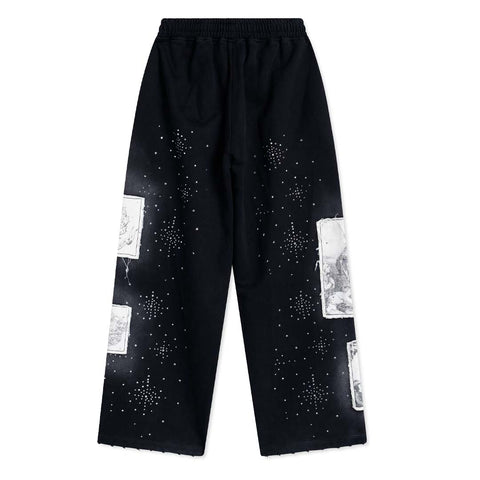 Righteous Divine Canvas Sweatpants Rhinestone Black