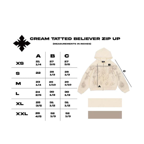 Righteous Tatted Believer Zip Up Hoodie Cream