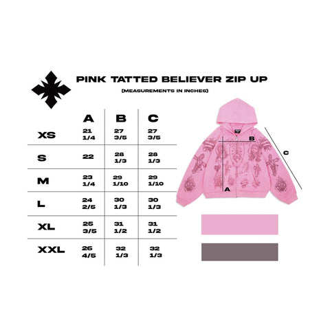 Righteous Tatted Believer Zip Up Hoodie Pink