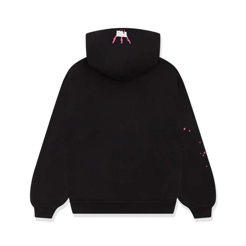 Sp5der Angel Number Web Hoodie Black Pink