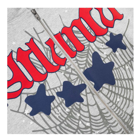 Sp5der Atlanta Heather Grey Zip Up Hoodie