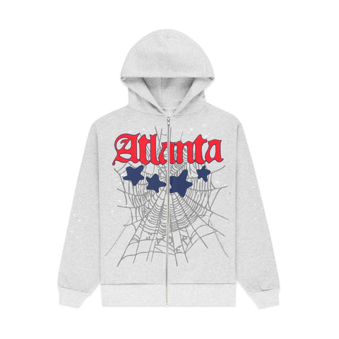 Sp5der Atlanta Heather Grey Zip Up Hoodie