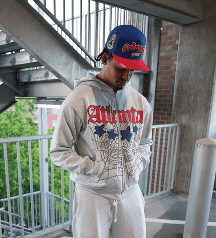 Sp5der Atlanta Heather Grey Zip Up Hoodie