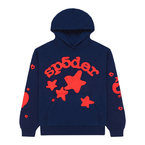 Sp5der Beluga Hoodie Navy Red