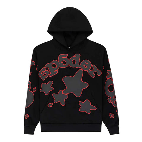 Sp5der Beluga Outline Hoodie Black Red