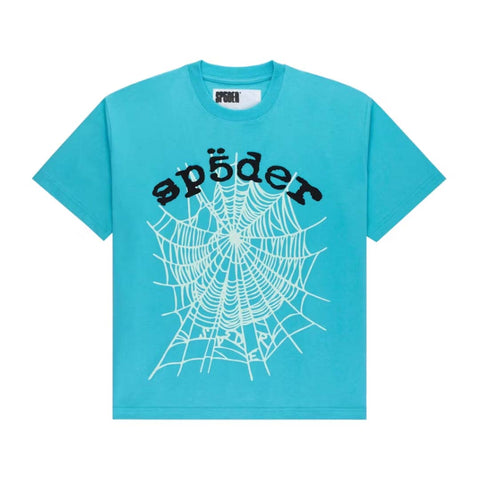 Sp5der Cyan OG Web V2 Tee