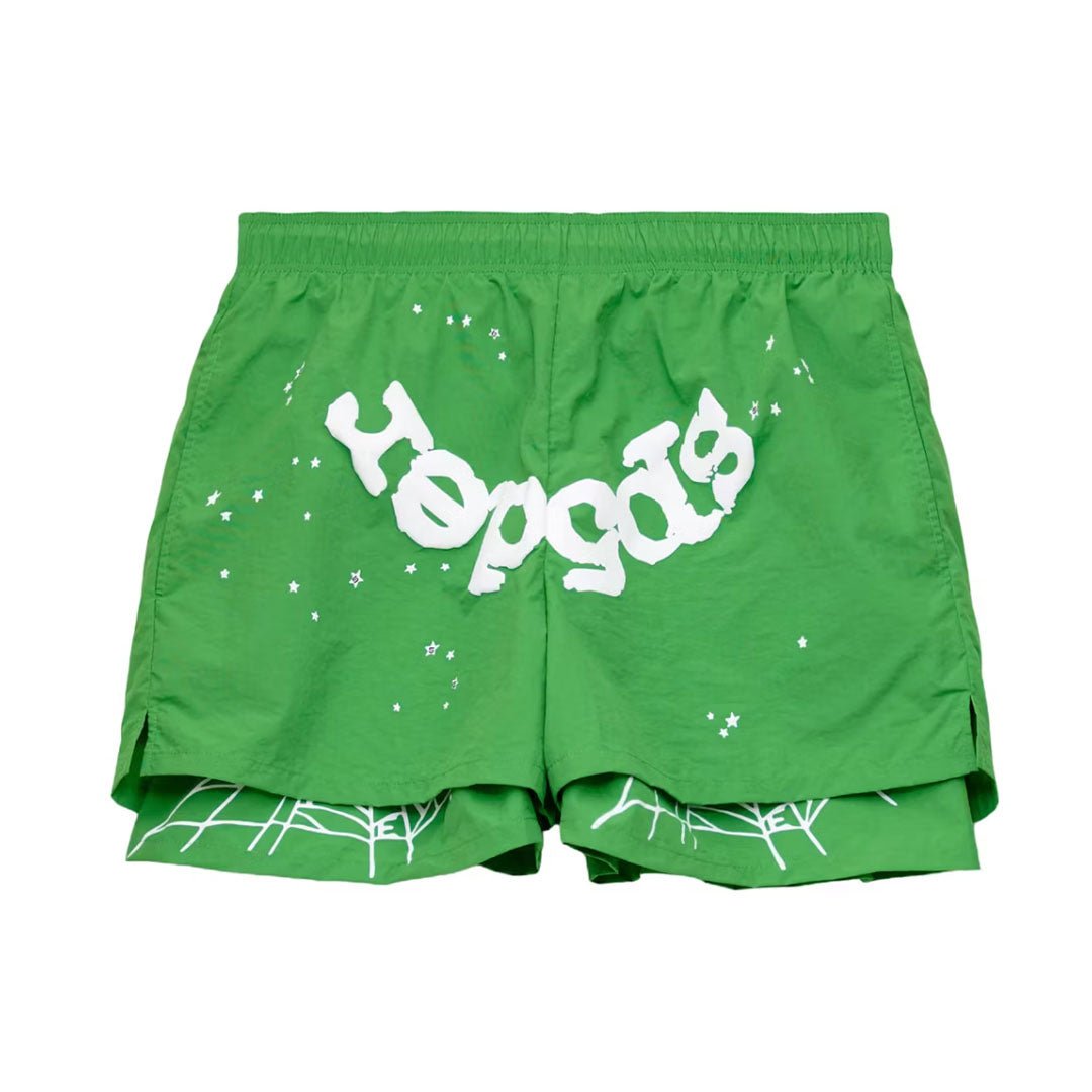 Sp5der OG Web Double Layer Shorts Green